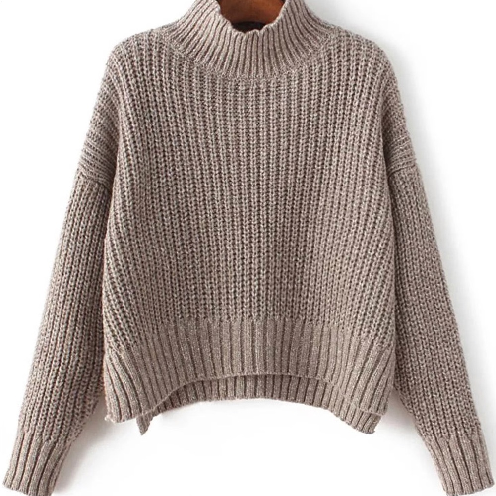 Tan sweater high necked sweater